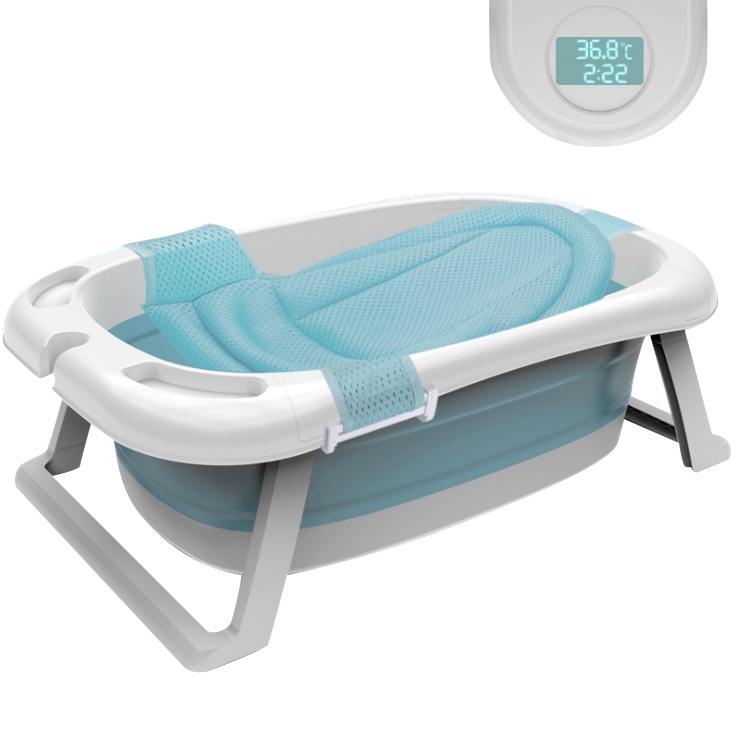 Banheira Para Bebe Dobrável Portátil Com Medidor de Temperatura e Rede