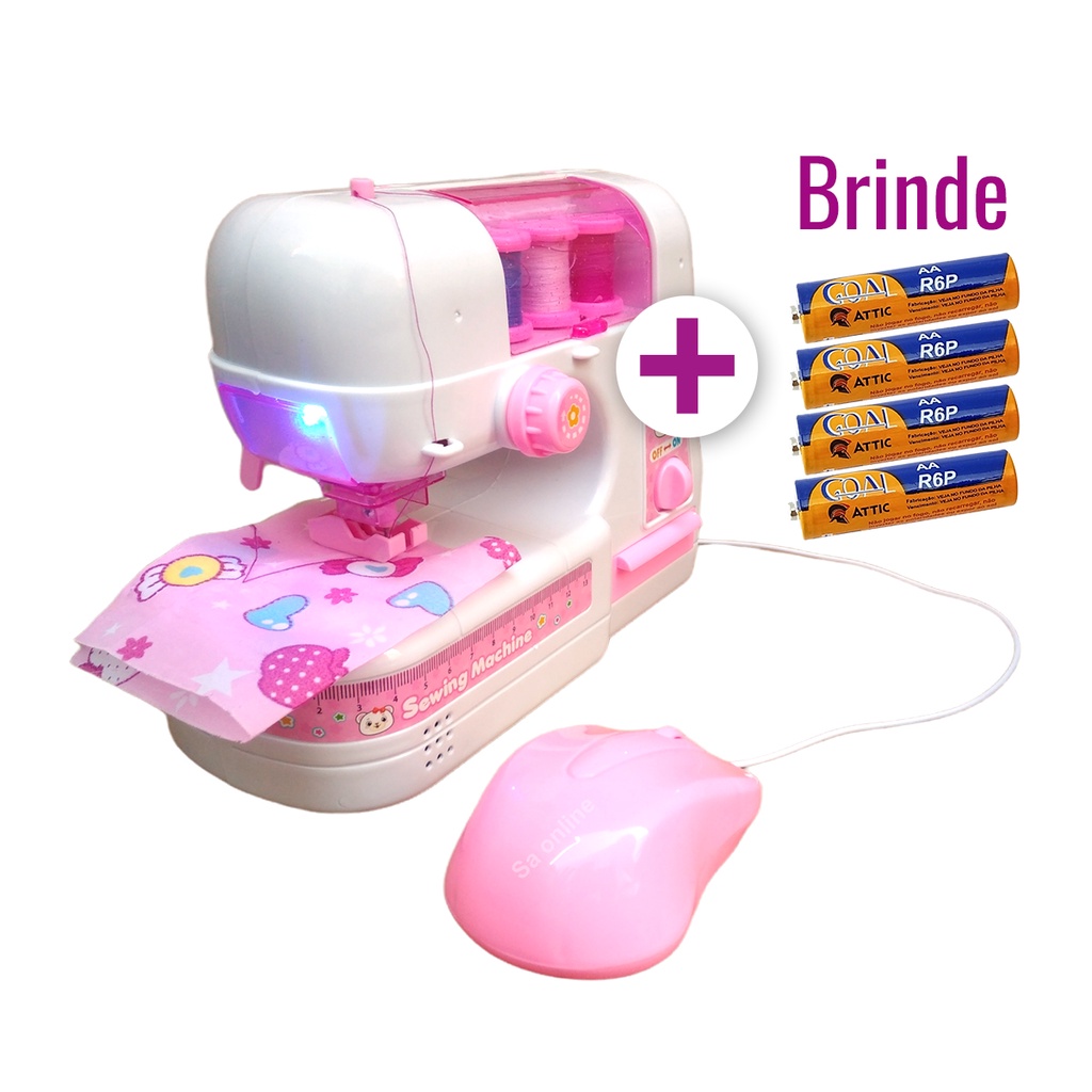 Maquininha Brinquedo Educativo De Costura Máquina Elétrica Infantil C ...