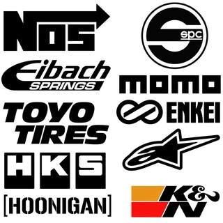 Kit_10_adesivo_carro_premium_vinil_Hoonigan_Toyo_Tires_Enkei HKS_K&N_Nos_MOMO personalizados fã arte