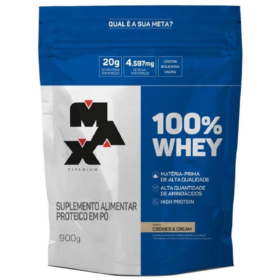 Whey Protein 100% – 900g (Refil) – Cookies & Cream – Max Titanium