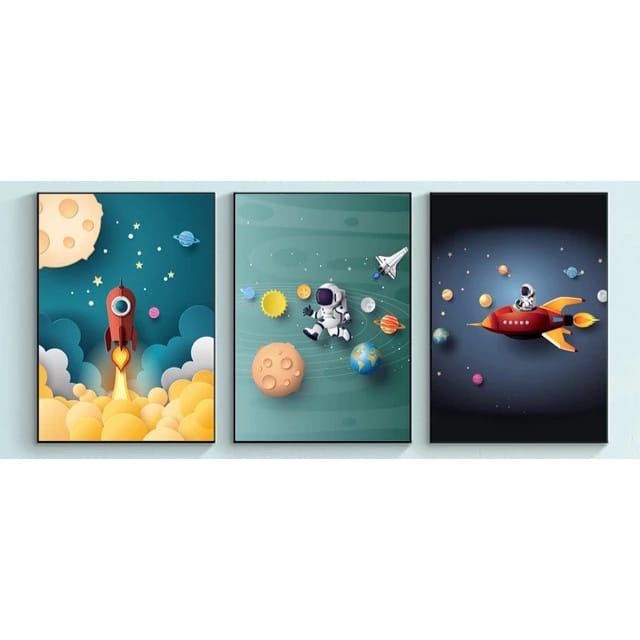 Kit Plaquinhas Quadro Decorativo Personalizado Desenho Astronauta Espa O Para Quarto Infantil De