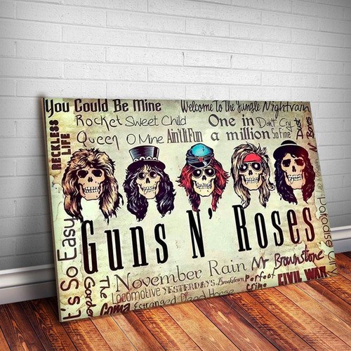 Placa MDF Decorativa Banda Guns N' Roses Poster Retro Rock Vintage 80's  90's