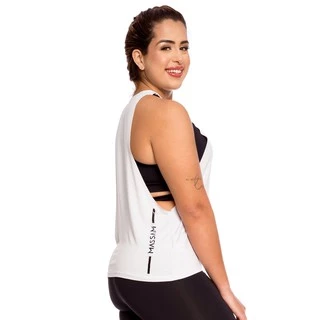 Camiseta Feminina Branca Cavada Moda Academia, Esporte e Dia a Dia