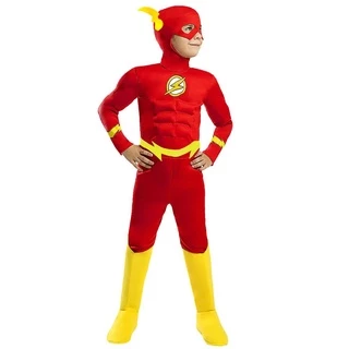 Fantasia do Flash infantil Super heroi Menino Halloween Festa Cosplay Masculina