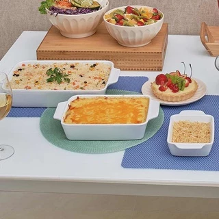 Jogo De Assadeira Cerâmica Branca Conjunto Com 3 Assadeiras