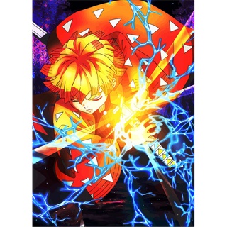 Quadro Metalizado Zenitsu Art Demon Slayer Anime Placa Decorativa Bril