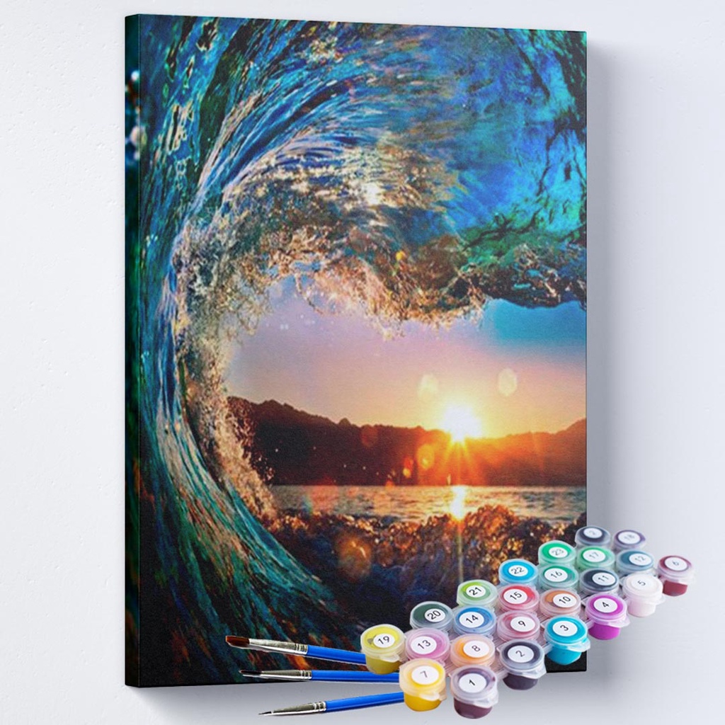 Kit Pintura Numerada Terapêutica - Sunset Onda | Shopee Brasil