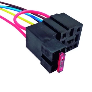 Chicote conector rele auxiliar 4/5 pinos com porta fusivel