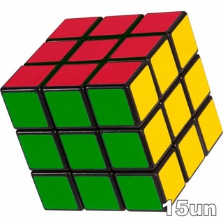 Kit 15un Cubo Mágico simples 5x5cm brinquedos nfe td