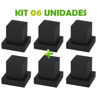 Kit 06 Un Acabamento Quadrado Metal Para Registro 1/2 3/4 Padrão Deca Preto Fosco C-80
