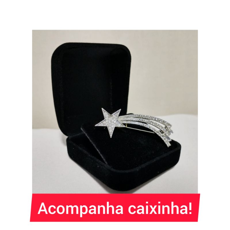 Broche cometa / Broche estrela cadente com caixinha