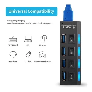 Hub Usb 4 Portas 2.0 Adaptador Veicular E Casa Expansor