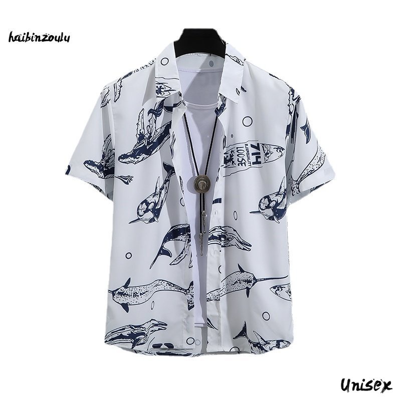 HAIBINZOULU Unisex Manga Curta Unisexo Camisa Estampada Pólo De Tamanho Superior Multicolor Opcional