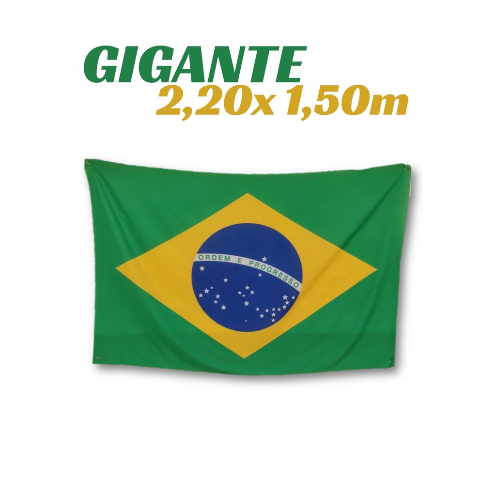 Bandeira Flâmula Brasil Gigante 2,20 x 1,50 Em Tecido Com Ilhós