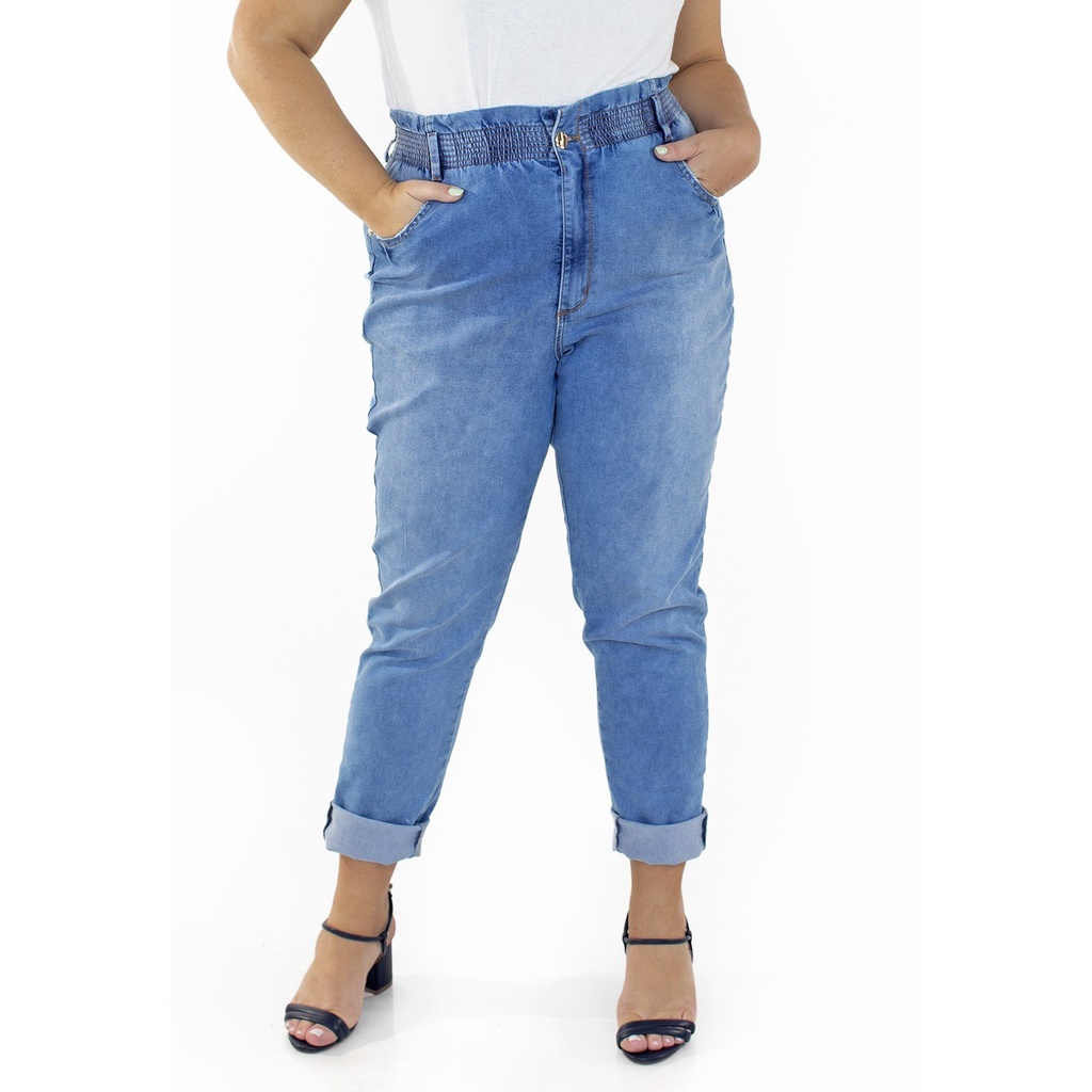 Calça Jeans Plus Size Feminina Clochard Azul