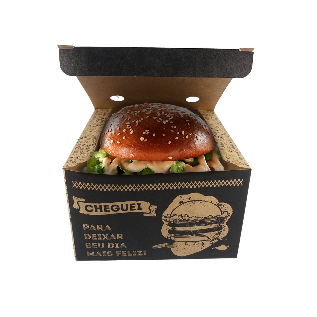 100 - Caixa Box Embalagem Delivery Hambúrguer Gourmet Al-k15
