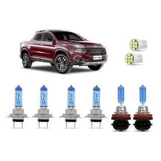Kit Lampadas Super Branca Farol/ Milha + T10 Led Fiat Toro