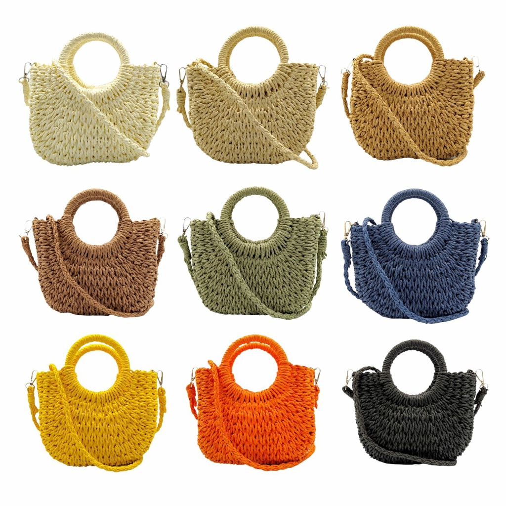 Bolsa Palha Meia Lua Média Com Alça