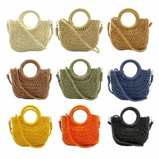 Bolsa Palha Meia Lua Média Com Alça