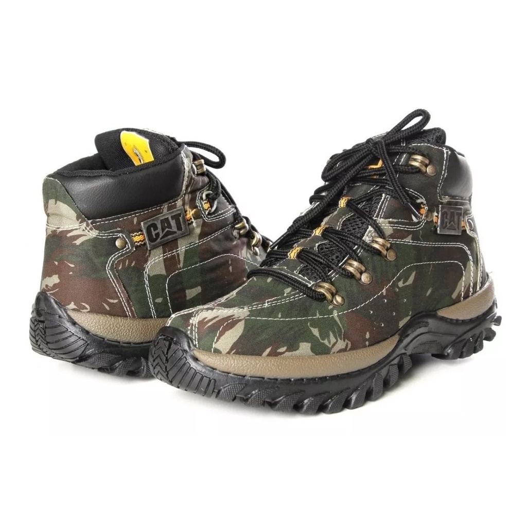 BOTA EM COURO CAT 01 CAMUFLADA