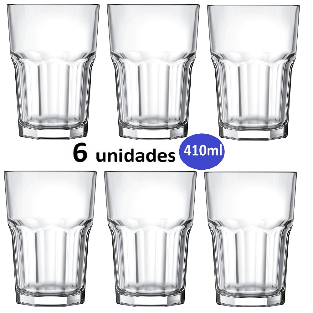 Jogo De Copos Vidro Grosso 340ml - 6 Unidades