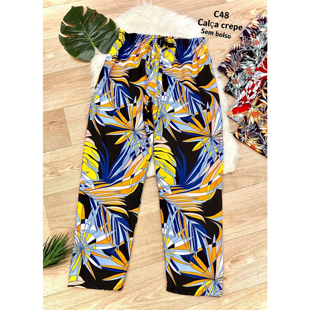 Calça hot sale estampada soltinha