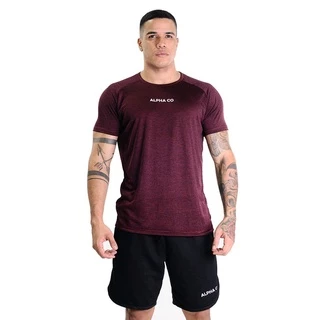 Camiseta Dry Fit Mescla Vinho Alpha Co de treino para academia, futebol e basquete