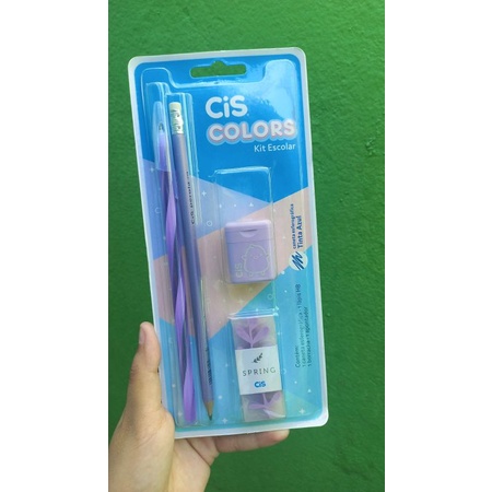 Kit Escolar Colors Cis Azul 9 Peças