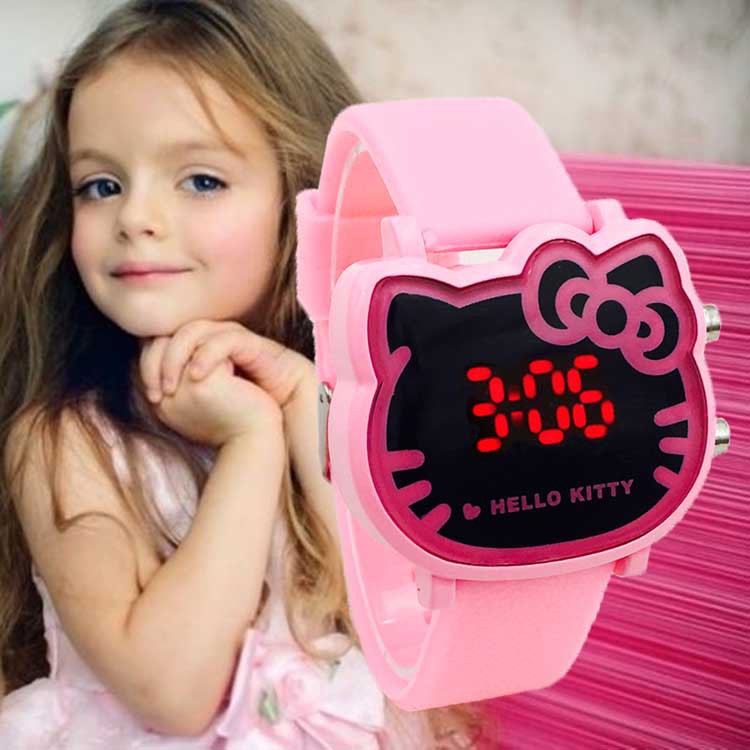 Relógio Digital Infantil Hello Kitty Com Pulseira De Borracha E LED ...