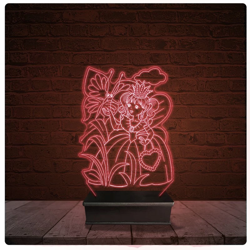 Abajur Luminária Acrílico Led - Princesa infantil 01