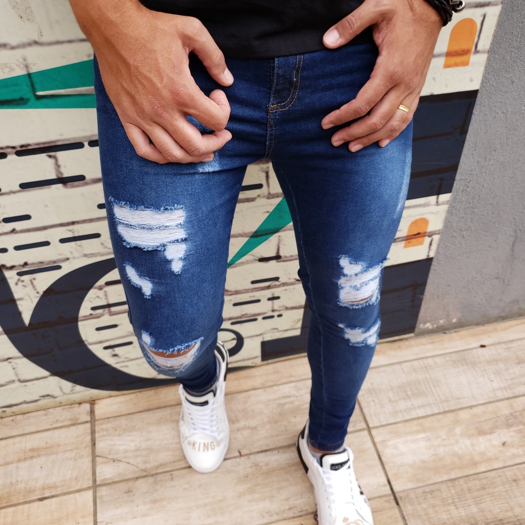 Calça masculina best sale jeans destroyed