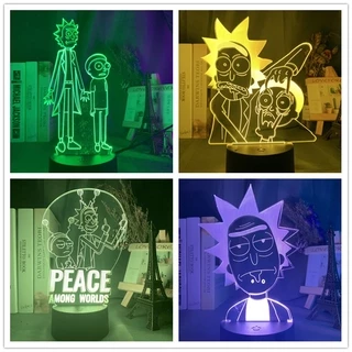 Rick E Morty Criativo Led 3d Noite Luz Pode Ser Mudar Em 16 Cores, Toque + Controle Remoto, Adequado Para Decoração Do Quarto Pequena Lâmpada De Mesa