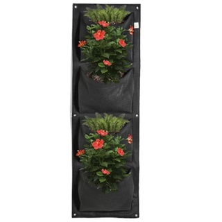 Jardim Vertical com 4 Vasos de Parede de Feltro Cultivo Grow