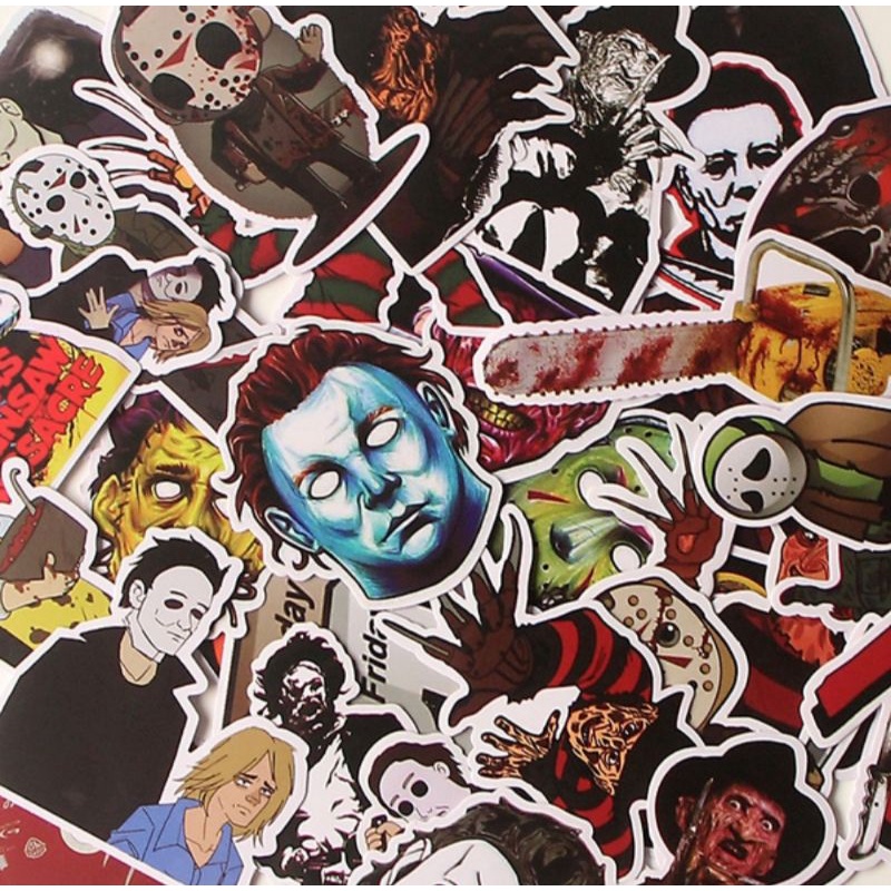 Adesivos Personagens Clássicos dos Filmes de Terror. Jason, Freddy Krueger, Chucky, Pennywise, Michael Myers, etc