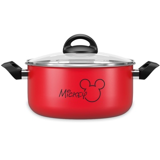 Panela Caçarola Mickey Alumínio 3,5L Antiaderente Tampa Vidro Cozinha - 7222/364 Brinox
