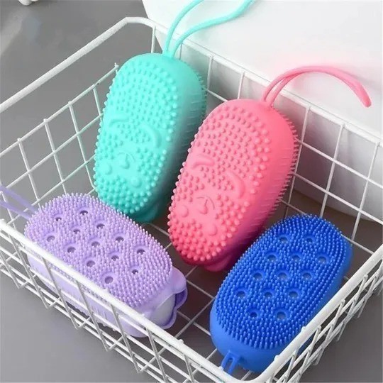Esponja / Bucha De Espuma Revestido De Silicone Para Banho Com Alça ...