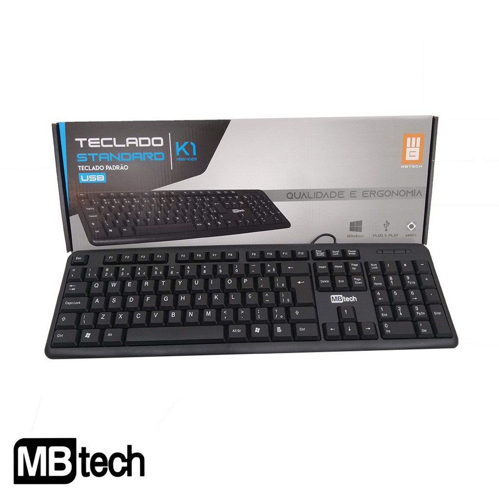 Teclado USB MBTECH Padrão ABNT2 - Plug & Play, Conforto e Praticidade ...