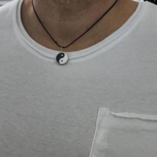 Gargantilha masculina feminina cordão pingente medalha Yin Yang Força e equilibrio