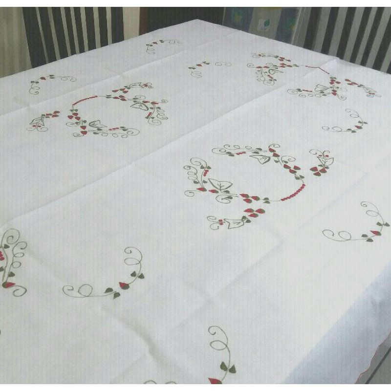 Toalha de mesa bordado 8 cadeiras 3 metros retangular ponto cheio