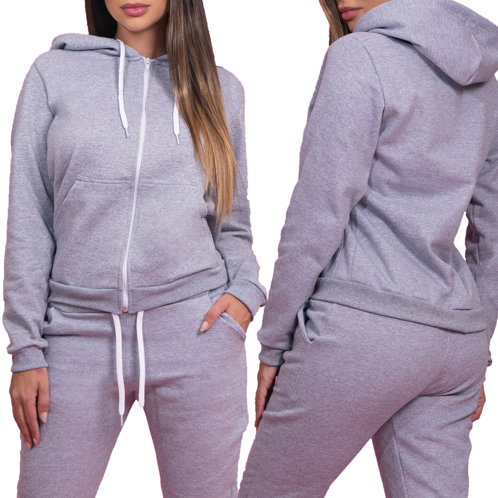 Moletom Zíper Feminino Cinza - Compre agora