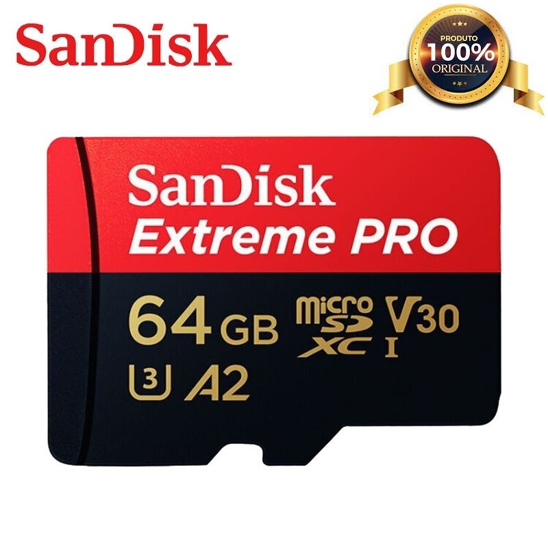 Cartão Sd Sandisk Extreme PRO U3 C10 A2 64gb Micro Sd