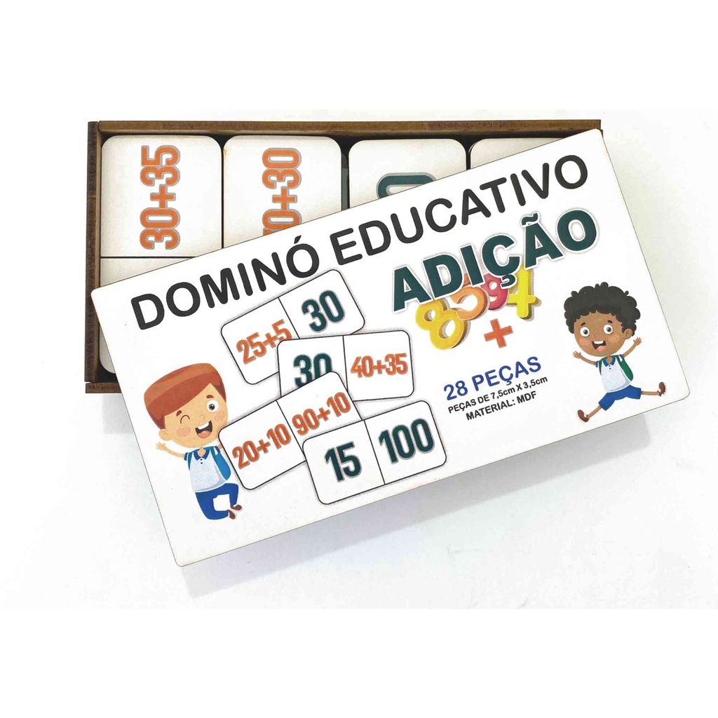 Dominó Jogo Educativo Pedagógico Mdf Frutas 28pcs Mega Impress