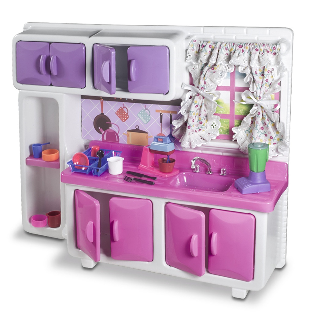 Jogo De Cozinha Barbie Meninas Rosa Grande Kit Completa Luxo Geladeira  Fogao Panelinhas Luzes Infantil Armário