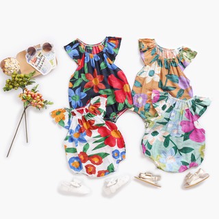 Cotton Infants Clothes Cute Flower Baby Girls Bodysuits Summer Toddler Clothing Holiday