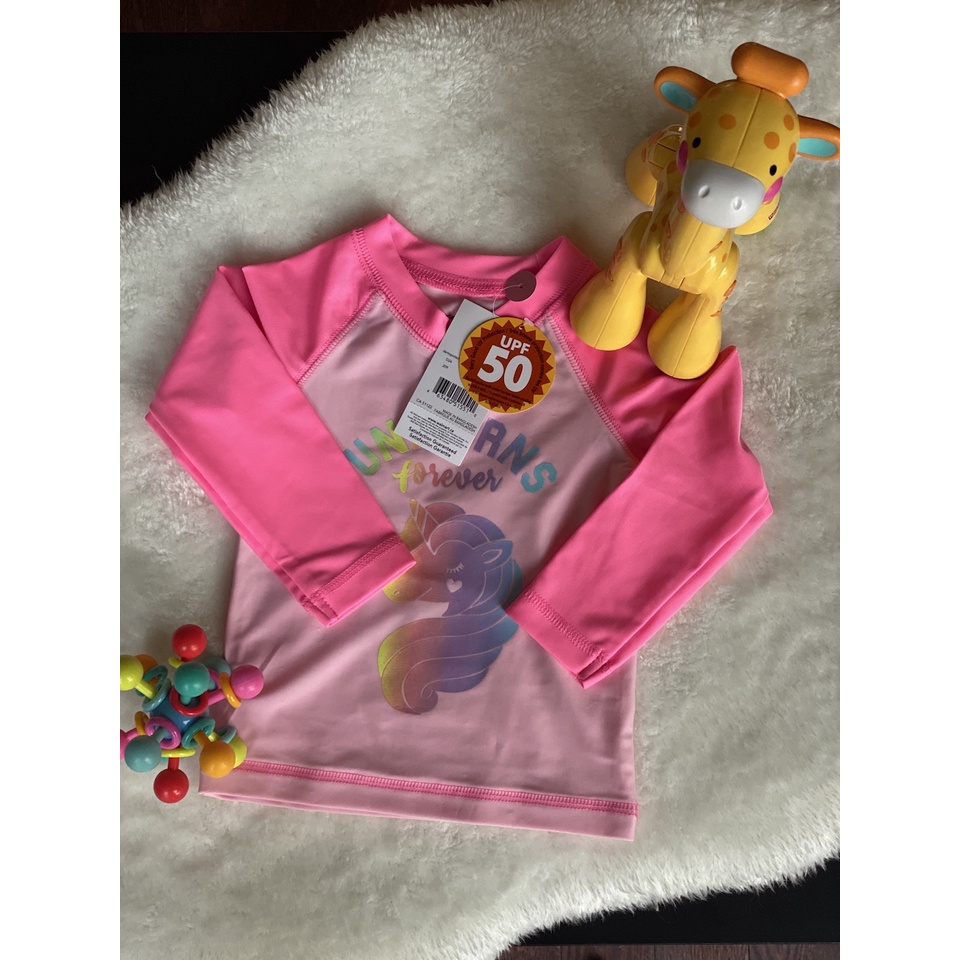 Blusa manga longa praia bebe menina George Baby com proteção solar