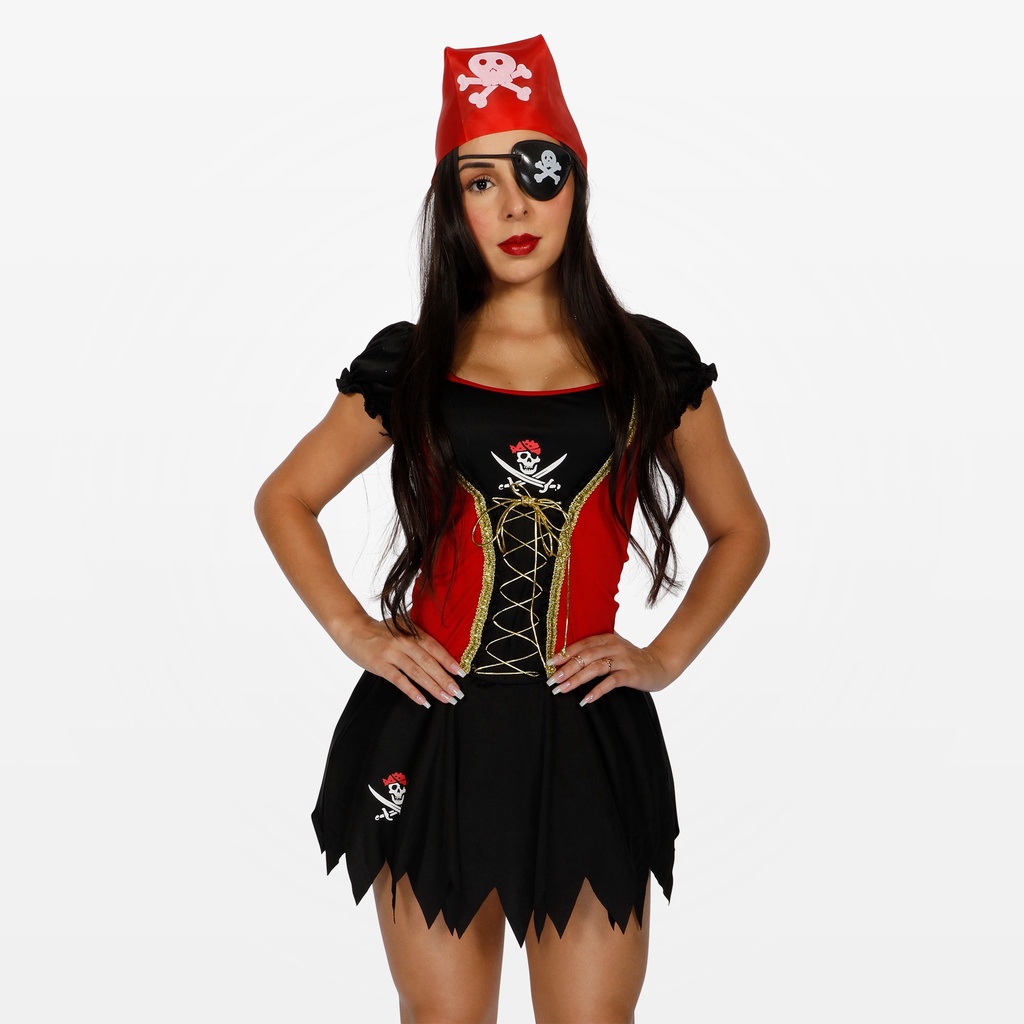 Fantasia Feminina Pirata do Caribe Carnaval, Vestido de Festa Feminino  Nunca Usado 38417724