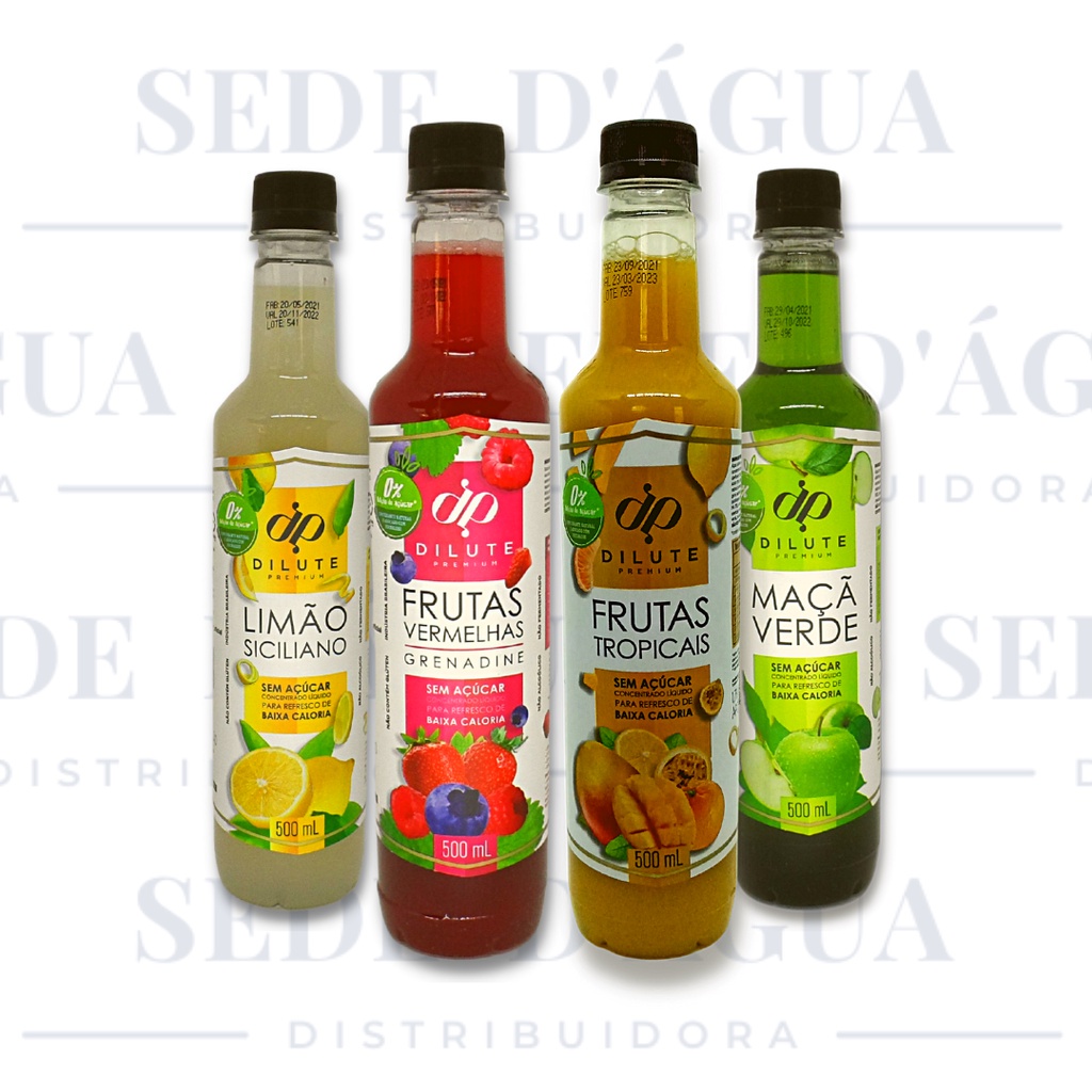 KIT 04 ZERO AÇUCAR XAROPE DILUTE SODA ITALIANA LIMAO MAÇA FRUTAS VERMELHA E FRUTAS TROPICAIS 500