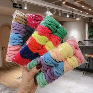 Pacote de 100 peças Anel de Toalha de Alto Elástico Sem Costura Cor do Anel de Cabelo Cor da Cabeça do Anel de Cabelo Cor da Banda de Borracha Caixa de Couro Corda de Cabelo Venda por atacado