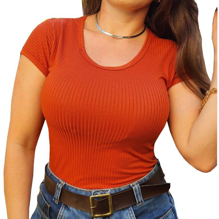 Kit C/ Blusas Malha Canelada Oferta Promoção Cores Variadas