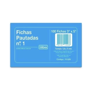 Ficha Pautada Número 1 - n1 3x5 100 Folhas,Tilibra produto novo lacrado